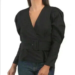 Zara Poplin Blouse with Lined Belt